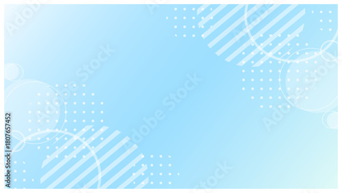 水色グラデーションの、ポップで可愛いメンフィス風フレーム背景