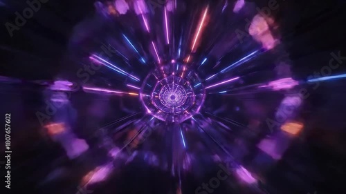 Wallpaper Mural Futuristic journey through a glowing neon light tunnel animation. Torontodigital.ca
