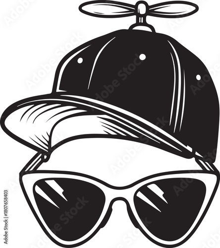 Propeller Hat and Sunglasses Vector Illustration Symbol of Fun and Whimsy