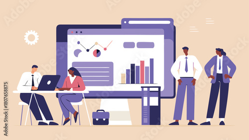 business meeting with graph and charts