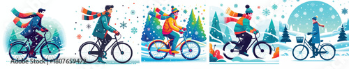 a man riding a bicycle in the snow