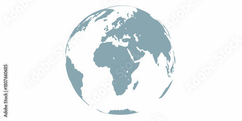 Light blue globe showing continents on a white background