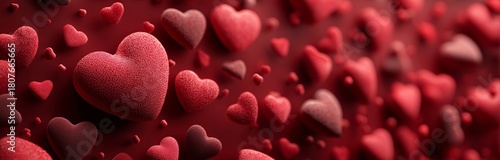 Colorful Hearts Flying Through the Air in a Festive Celebration of Love and A...
