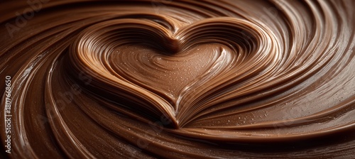 Delightful Heart Shape in Smooth Chocolate on a Dark Surface Creating an Eleg...