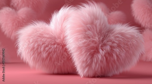 Fluffy Pink Heart Shapes on a Vibrant Background for a Romantic Occasion