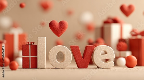 Creative Display of Love With a Heart and Gift in a Playful Holiday Setting