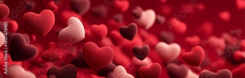 Colorful Hearts Flying Through the Air in a Festive Celebration of Love and A...