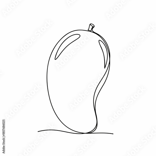 Minimalist Continuous Line Drawing Mango Tropical Fruit Food Illustration