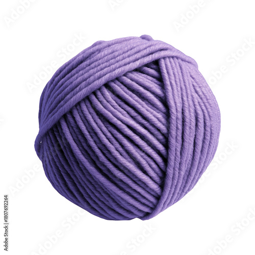 Purple Yarn Ball For Knitting And Crochet. Crafting And Textile Art Material. Isolated On Transparent Background