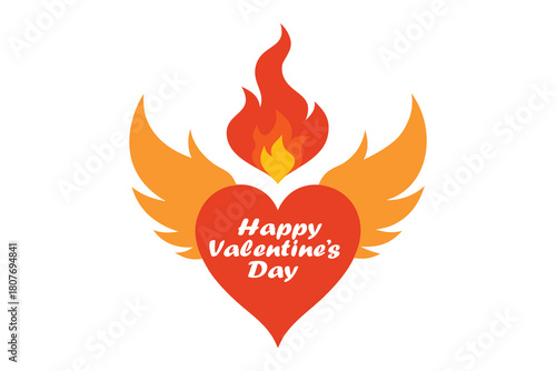 Phoenix with Crystalline Heart Vector for Valentine