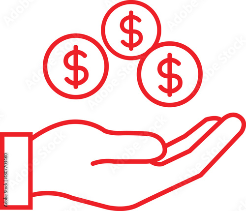 Hand holding three dollar coins, representing financial gain, investment, or wealth accumulation
