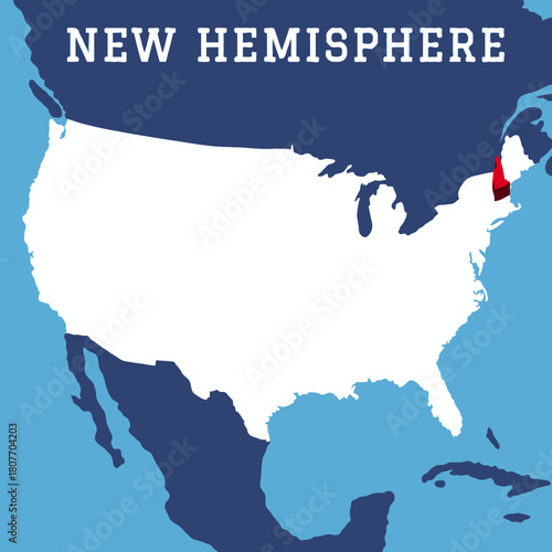 New hemisphere state highlighted 3D map on india map with blue background vector illustration	
