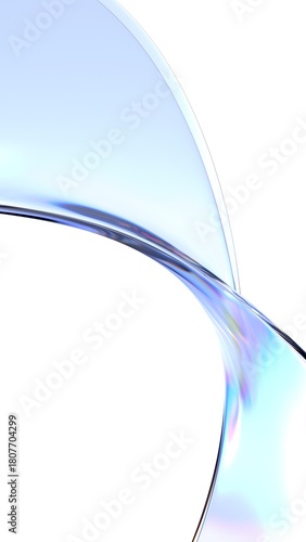 Abstract design, wavy iridescent shape, vertical orientation, 3d render