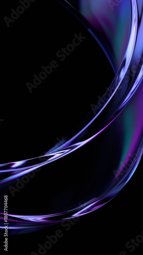 Obraz na płótnie Abstract glass shape with neon reflections, vertical orientation, 3d render
