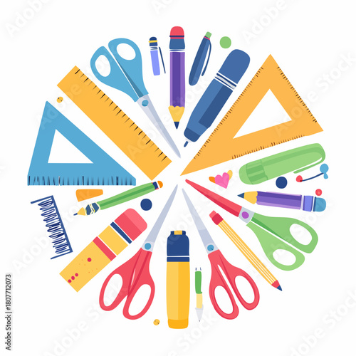 Vibrant Stationery Vector Illustration for Stock