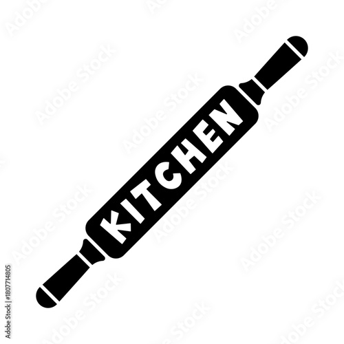 Rolling pin icon. Black silhouette. Front and side view. Vector simple flat graphic illustration. Isolated object on a white background.