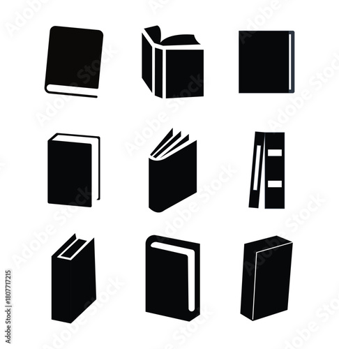 Black vector book icon collection