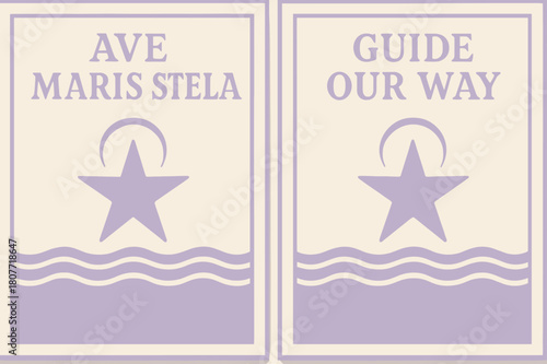 Star of the Sea. Star of the Sea. Two vertical A6 banners with safe margins, centered composition, no elements touching edges, pastel, lavender and cream, star