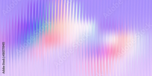 Misty ripple glass gradient in lilac, periwinkle, soft coral. Vertical ribs, silky glow, gentle blur; modern texture background, vector illustration