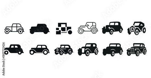 Vintage car silhouettes collection featuring classic designs