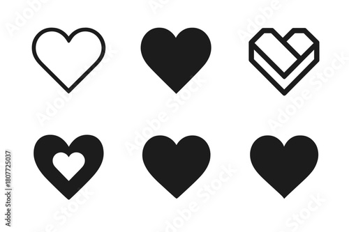 Heart Logo Variations. Love and affection. Set Logo of Love and affection: Heart. harmonious logo variations of the same emblematic concept, each
