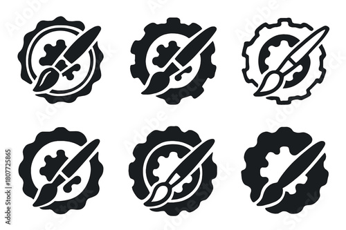 Collaborative Emblem Designs. Collaborations in art and business. Set Logo of Collaborations in art and business: Licensing agreement stamp. Icon