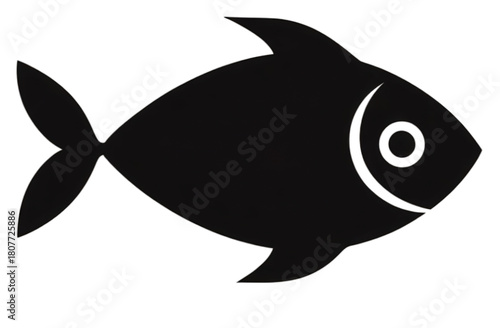 Simple black fish silhouette icon isolated on a white background.