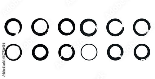 Zen enso circle variations in japanese calligraphy art set