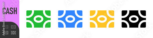 Cash icon money symbol set, Banknote sign, currency bill icons , ideal for finance apps, payments, banking tools, savings features, and digital wallets