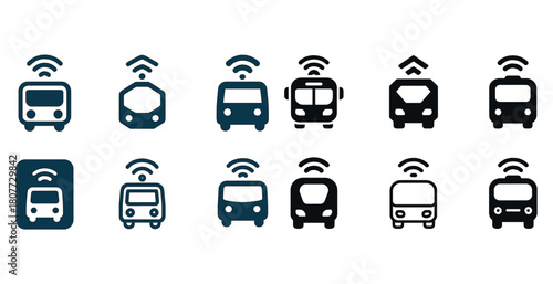 Autonomous vehicle icons with wireless connectivity symbols