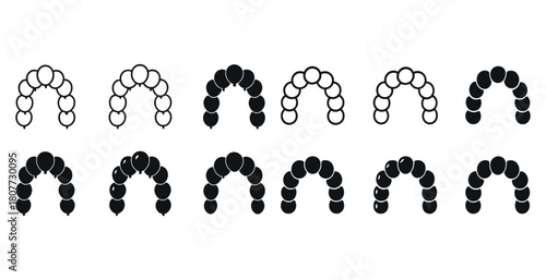 Silhouette balloon arch designs in various styles and configurations