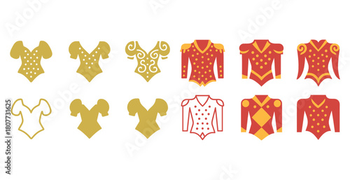 Colorful gymnastics leotards collection with patterns and designs