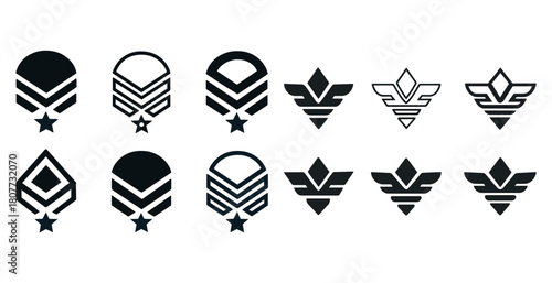 Military rank insignia icons with star and chevron elements