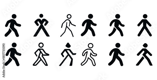 Collection of diverse walking stick figures in various styles