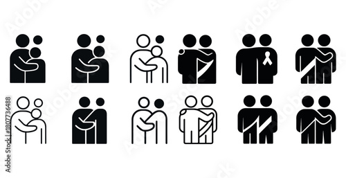 Family and support icons: embracing togetherness and awareness ribbons