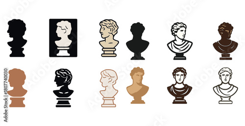 Classical busts collection in various artistic styles and silhouettes