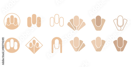 Abstract geometric logo icons in earth tones