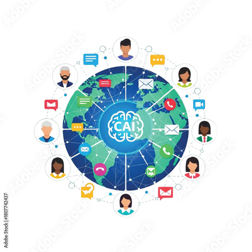 Global communication network powered by artificial intelligence connects people worldwide for seamless collaboration and innovative business solutions now