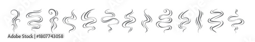Smoke, aroma lines icon. Doodle Wavy Smoke lines symbol sketch style hand drawn
