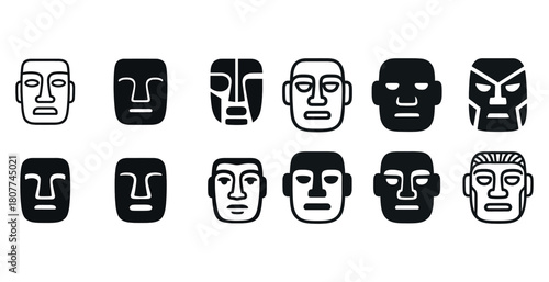 Abstract geometric face icons set