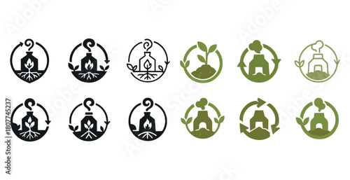 Eco-friendly symbols for sustainability and nature conservation