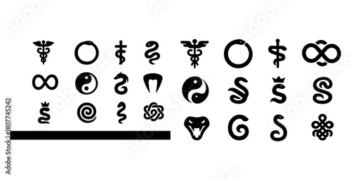 Collection of snake and infinity symbols in various designs and styles