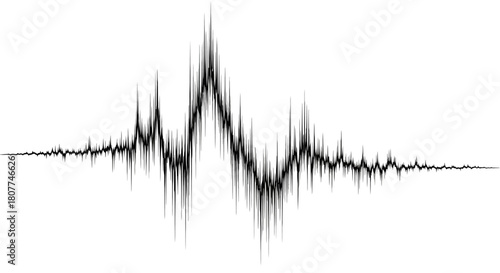 Abstract waveform illustration with a central peak, resembling sound or seismic activity.