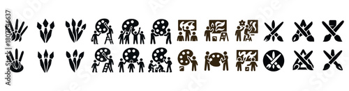 Artistic icons: creativity tools and activities in various styles