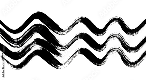 Hand-painted black wavy lines created with a thick brush on a white background.