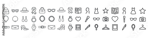 Variety of fashion and accessory icons including jewelry and apparel