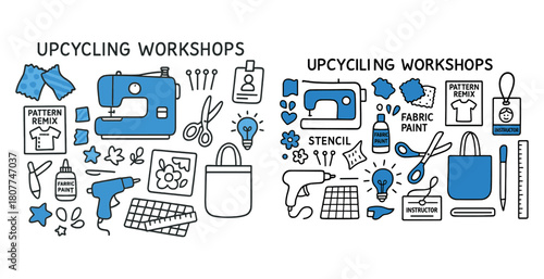 Creative upcycling workshops: sewing, fabric paint, and stencil techniques