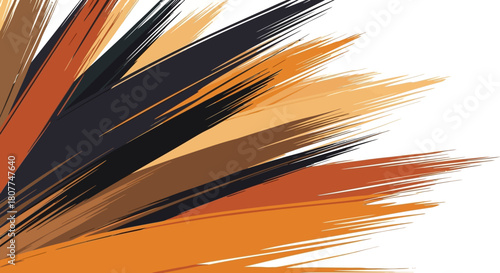Abstract background with dynamic, expressive brush strokes in earthy orange, brown, and black tones on a white backdrop.
