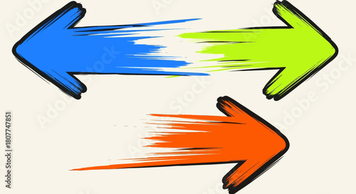 Three colorful arrows pointing in different directions, symbolizing movement and directionality.