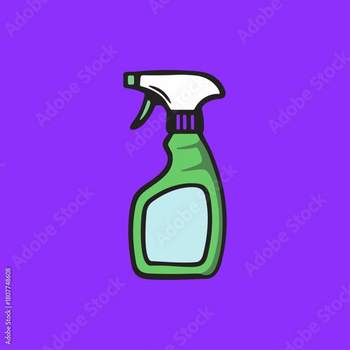 Water sprayer, Glass cleaner, Cleaning solution icon logo flat vector design